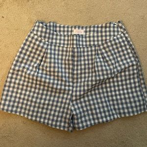 Blue & white plaid shorts size L
